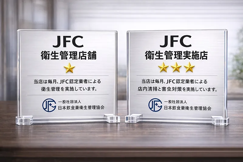 毎月の衛生管理を証明する認定証